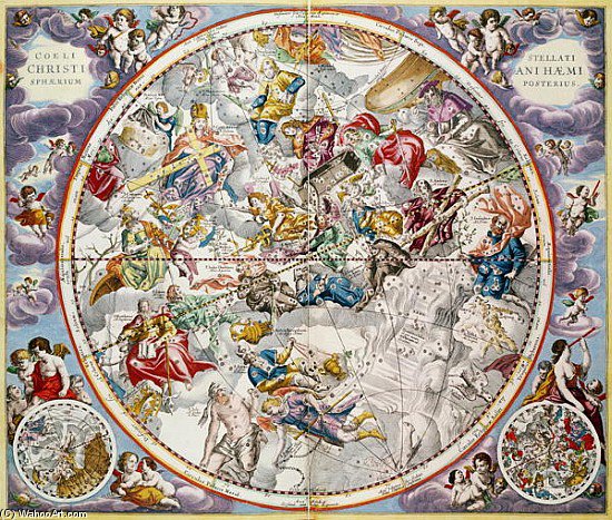 Map Of The Christian Constellations As Depicted Julius Schiller, — Andreas Cellarius