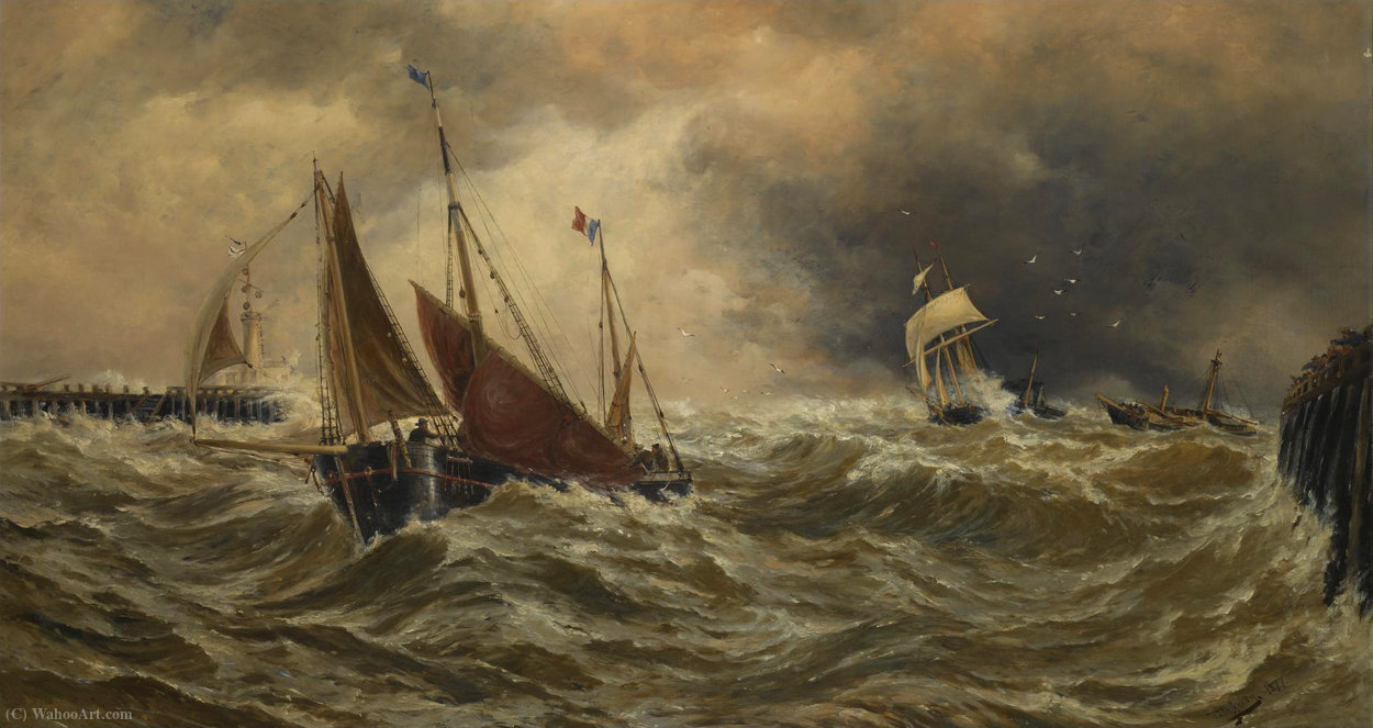 Shipping In A Storm Off Calais Harbour — Thomas Bush Hardy