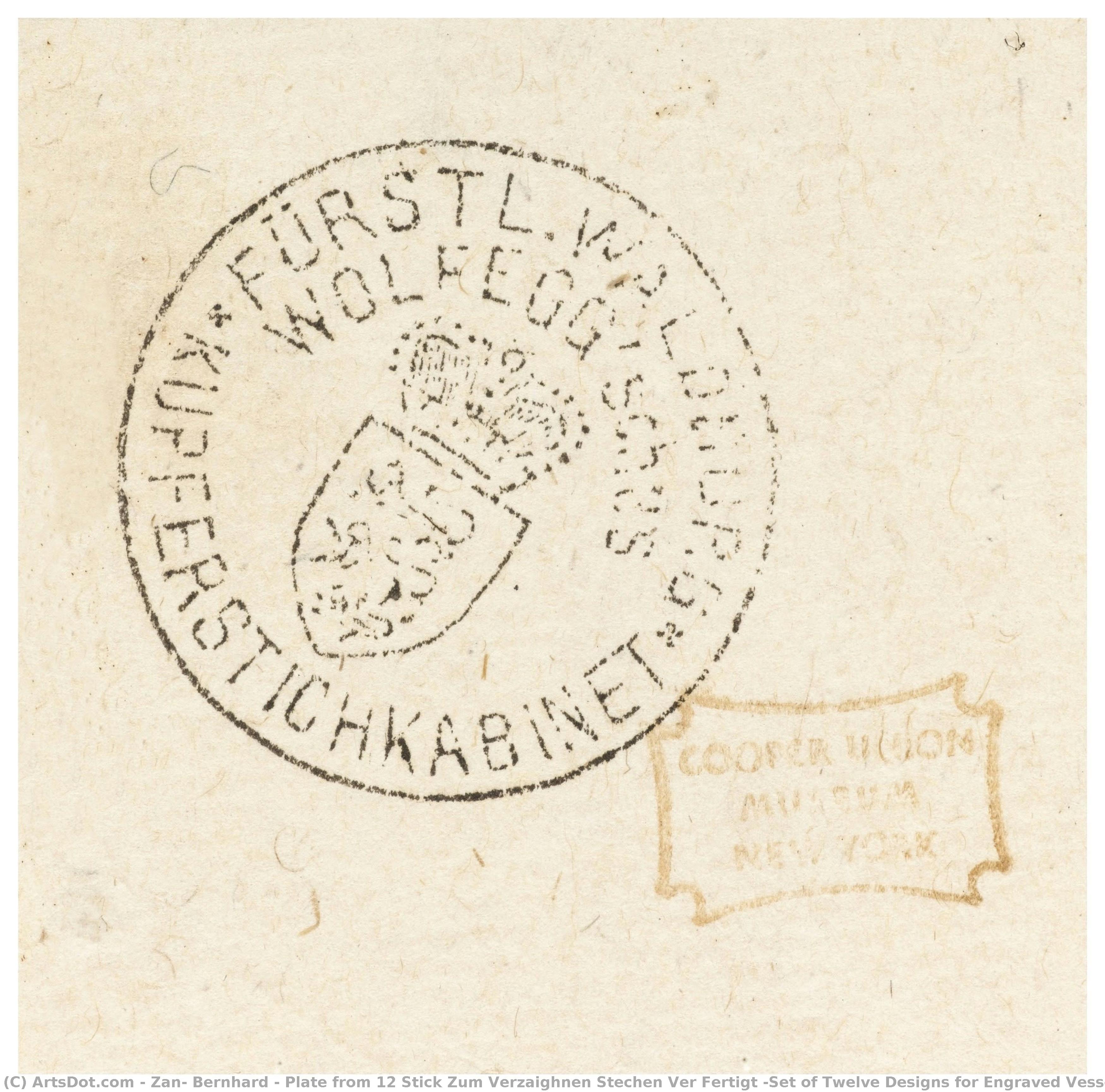 Plate From 12 Stick Zum Verzaighnen Stechen Ver Fertigt (set Of Twelve Designs For Engraved Vessels) — Zan, Bernhard