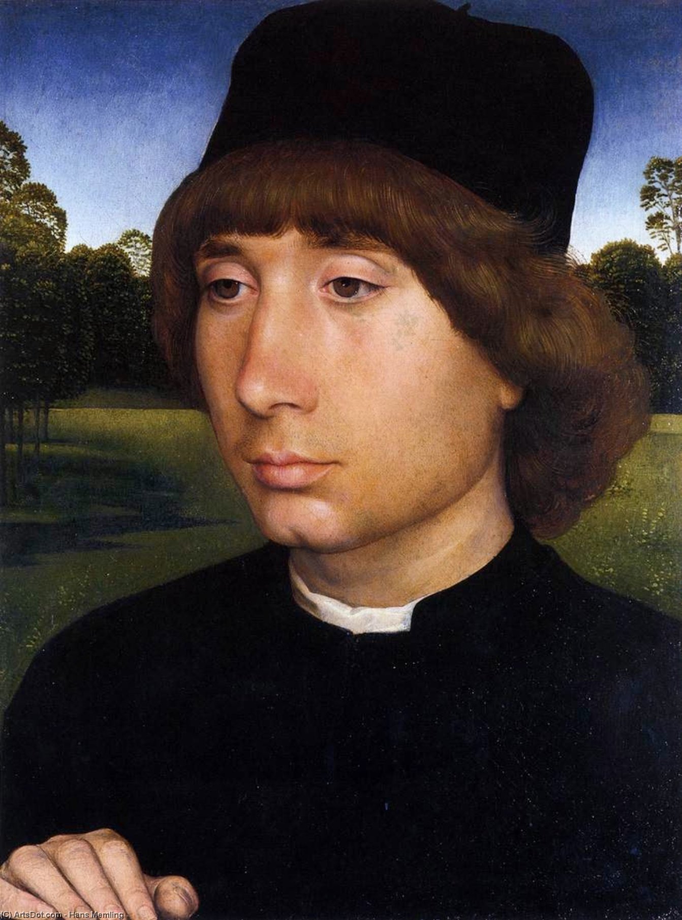 Portrait Of A Young Man Before A Landscape — Memling, Hans