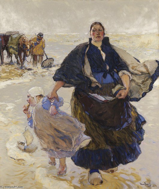 Na_de_visvangst,_vissersvrouw_met_kind — Hans Von Bartels