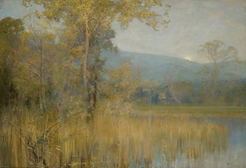 A Misty Moonrise — Alfred East