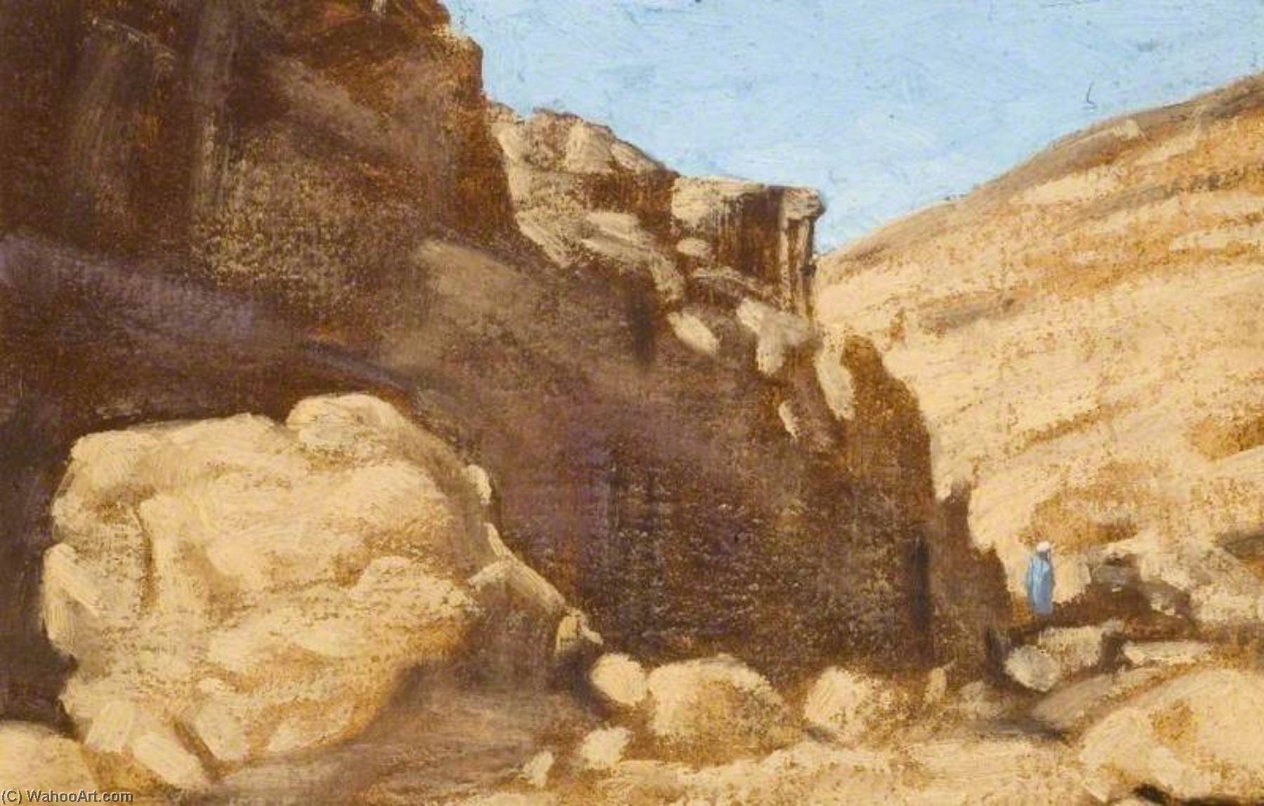 Valley With Rocks And A Distant Arab — Myrtle Broome