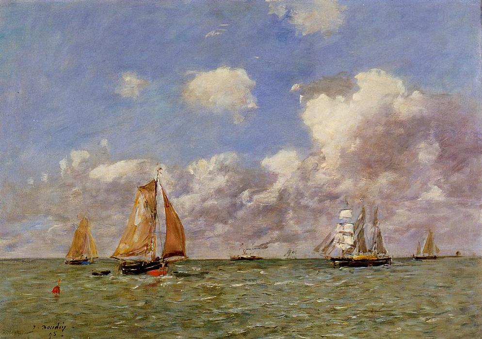 Fishing Boats At Sea — Eugène Louis Boudin