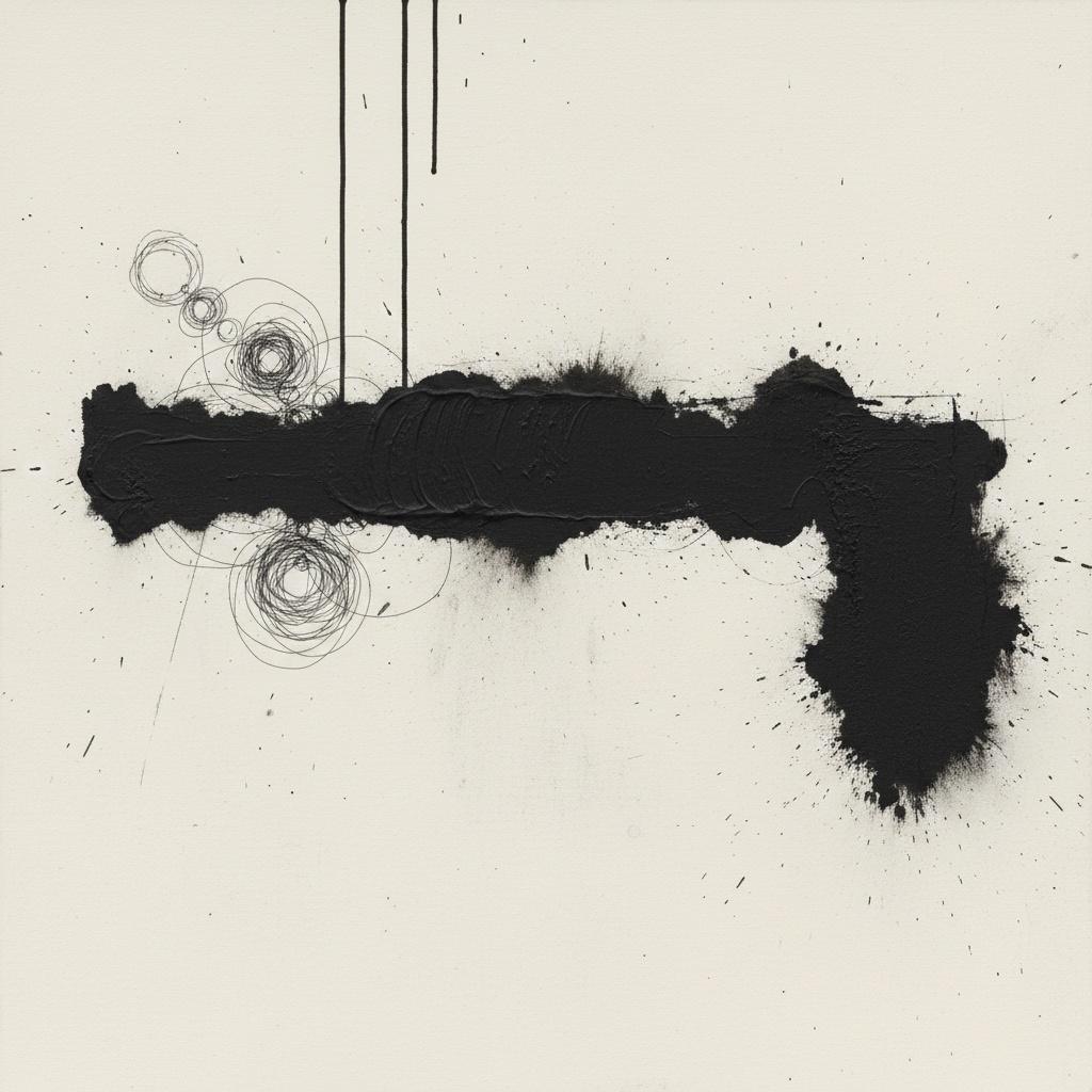 Fragmented Gravity: The Heavy Resonance Of Obsidian Ink On An Ivory Void — Christian Noiret