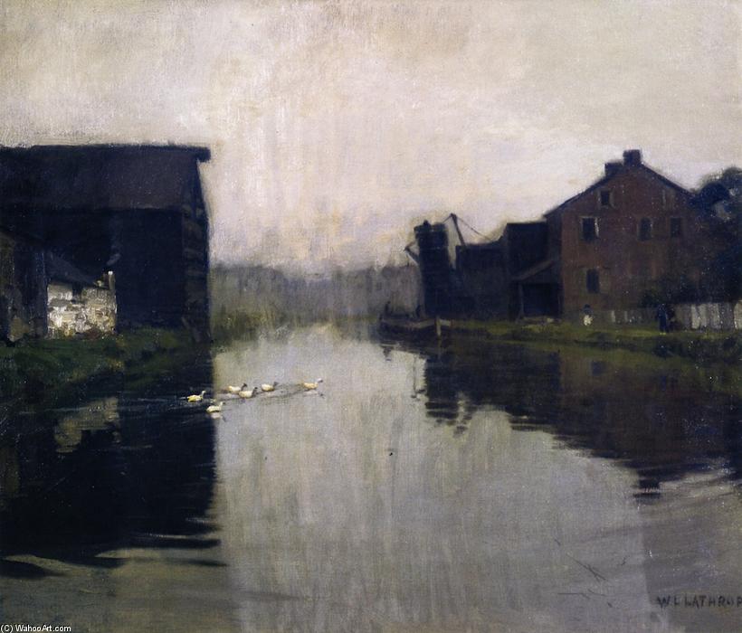Misty Day On The Canal — William Langson Lathrop