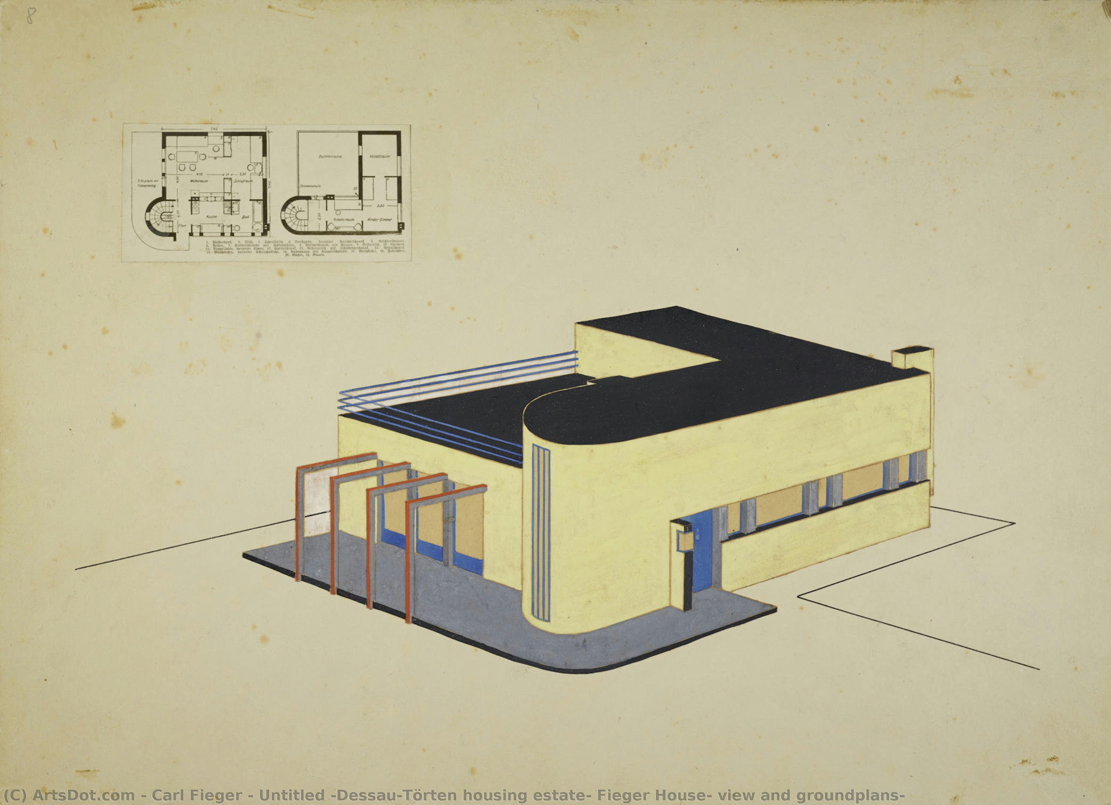 Untitled (dessau-törten Housing Estate, Fieger House, View And Groundplans) — Carl Fieger
