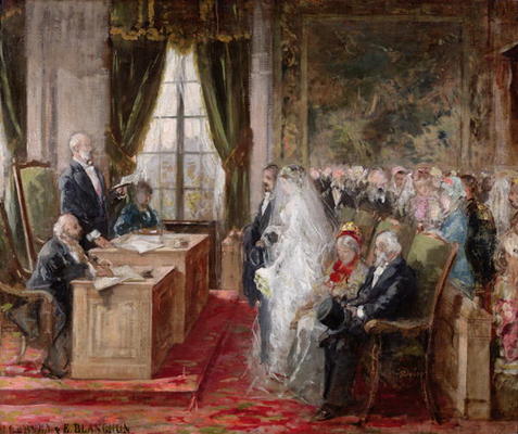 Study For The Civil Marriage In The Town Hall Of The 19th Arrondissement — Henri Gervex