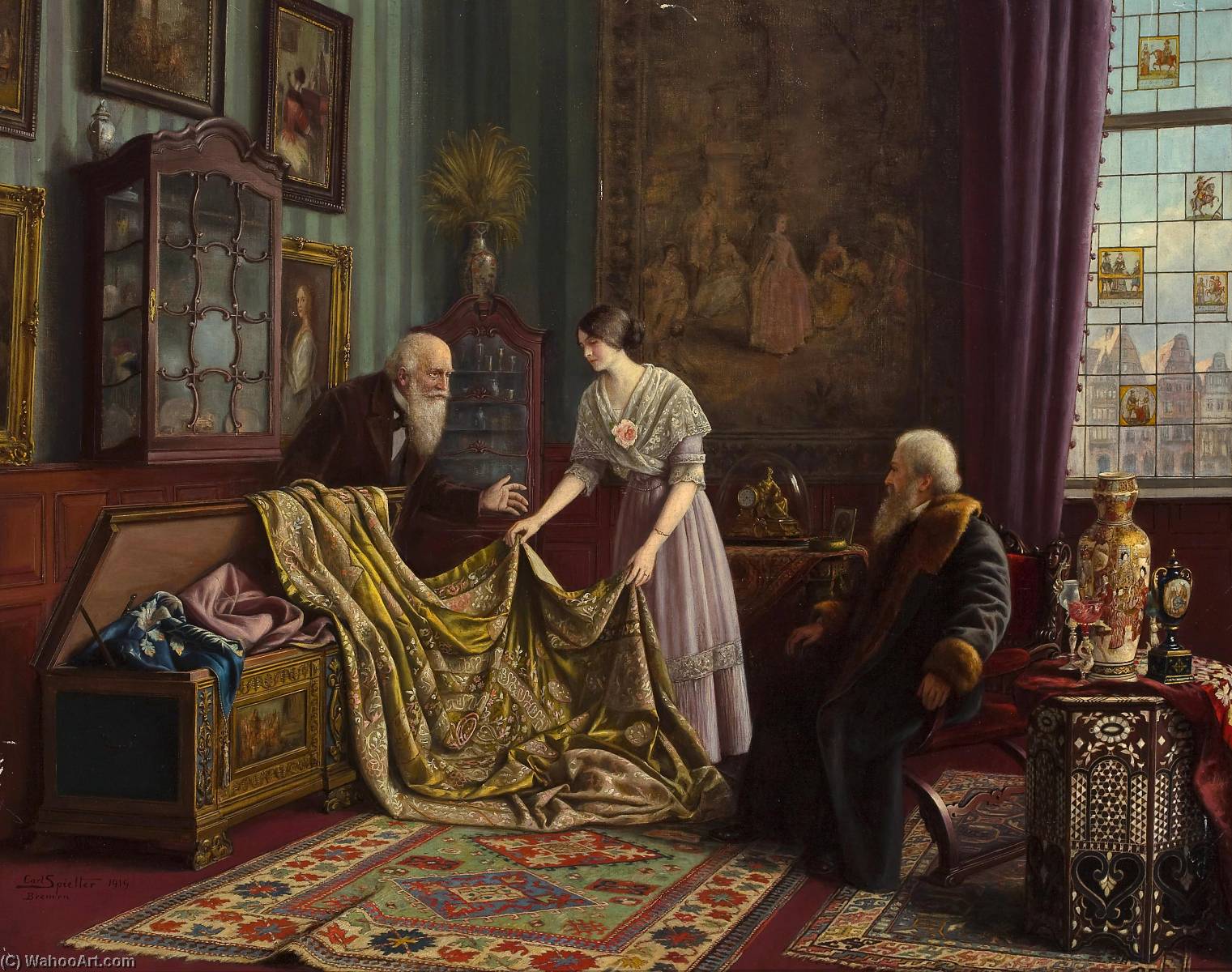 English At The Antique Dealer's Shop — Carl Johann Spielter