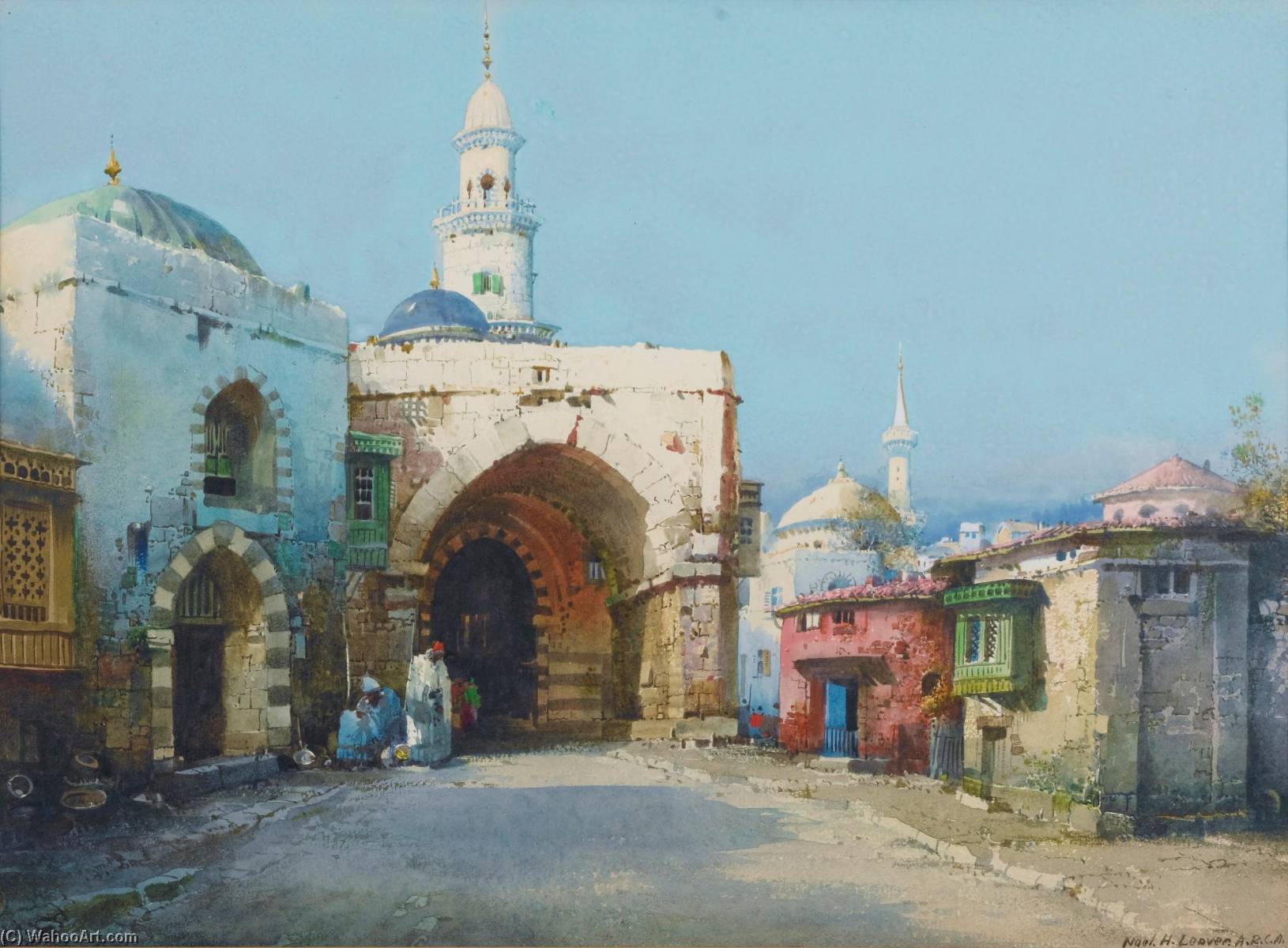 Entrée D'une Ville Bordée Par Une Maison Rose — Noel Harry Leaver