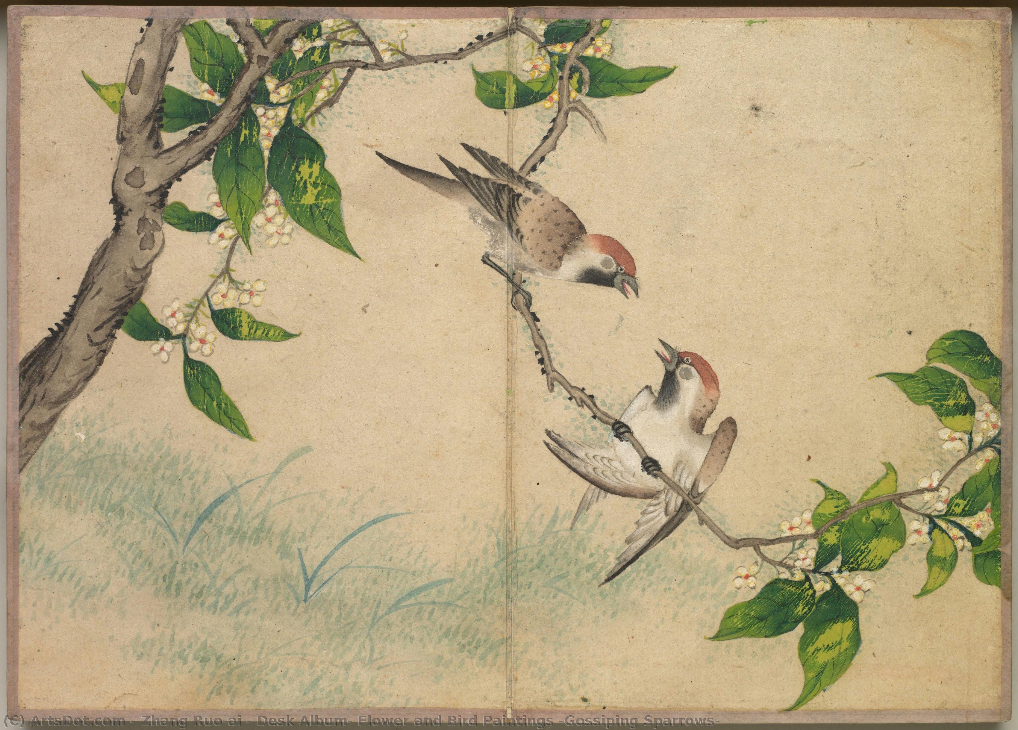 Desk Album: Flower And Bird Paintings (gossiping Sparrows) — Zhang Ruo'ai