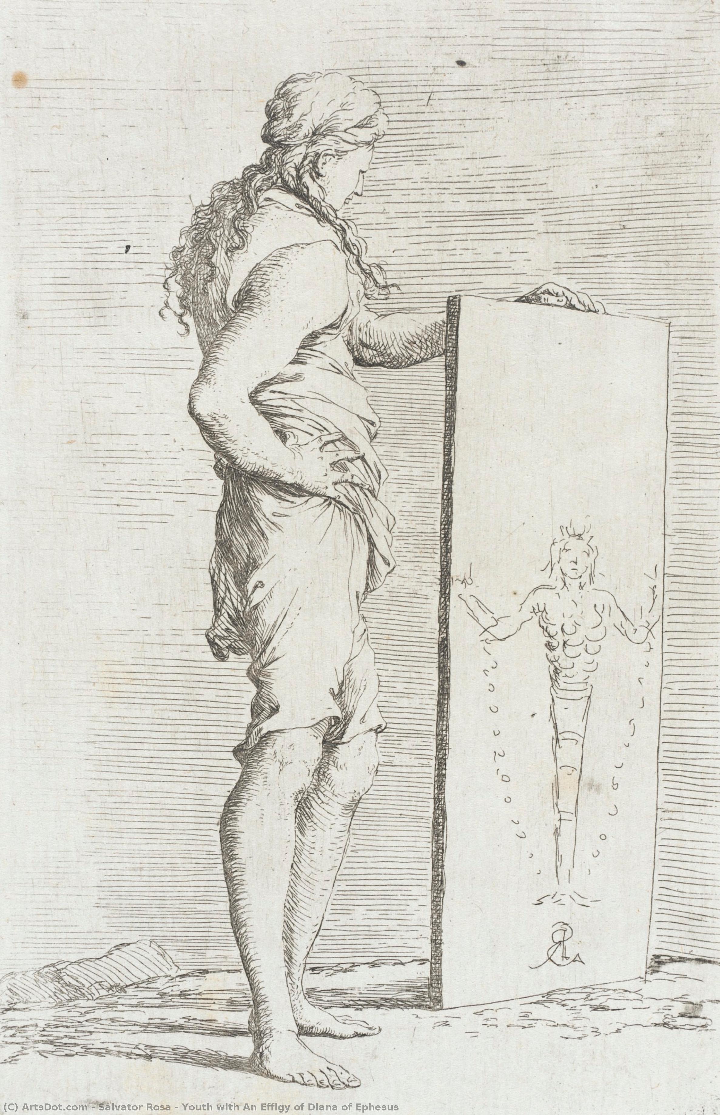 Youth With An Effigy Of Diana Of Ephesus — Salvator Rosa