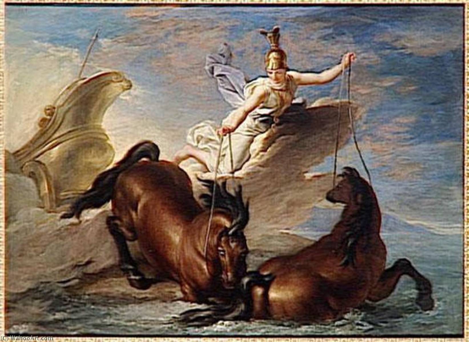 Minerve Abreuve Ses Chevaux Dans L'ocean Au Retour D'un Combat — Рене Антуан Уасса