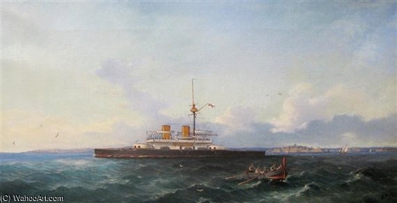H.m.s. Dreadnought Sailing Off The Entrance To Valetta Harbour — Luigi Maria Galea
