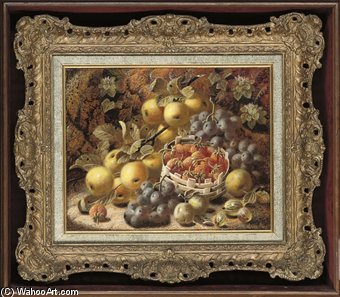 Greengages, Grapes, Strawberries And Gooseberries On A Mossy Bank — Oliver Clare