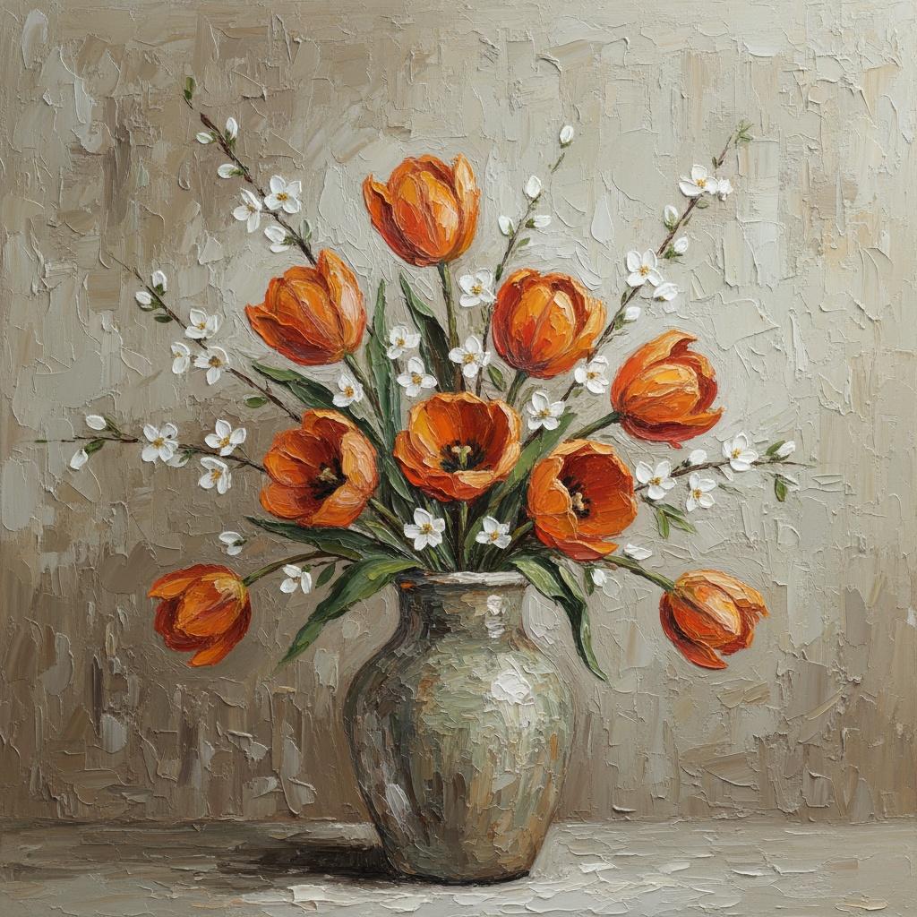 Radiant Ochre Bloom: A Monumental Impasto Study In Warm Serenity And Texture — Christian Noiret