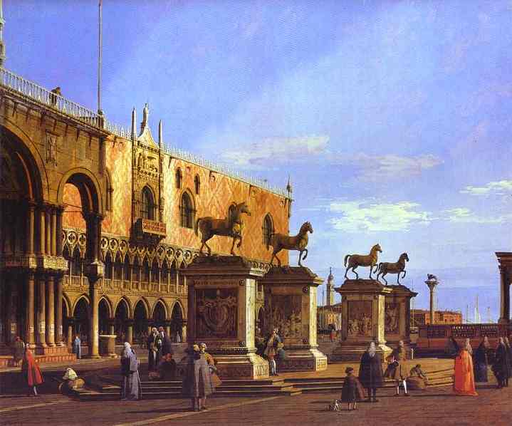 Capriccio - The Horses Of San Marco In The Piazzetta — Canaletto