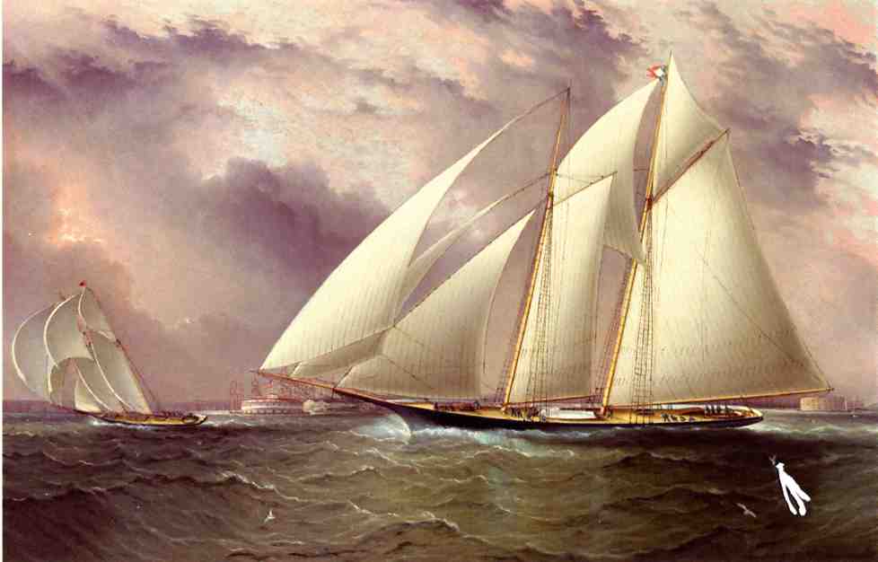 Schooner Racing Off New York Harbor — James Edward Buttersworth