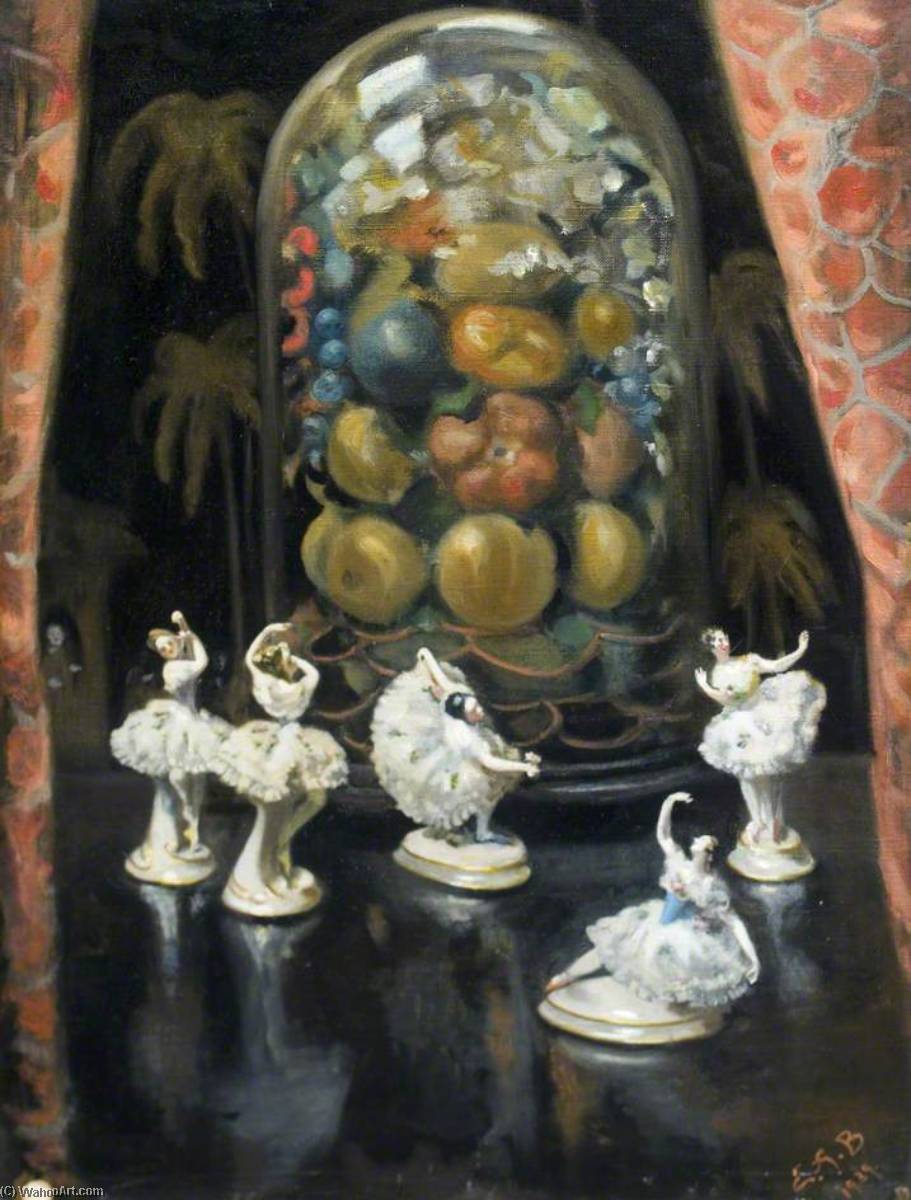 Figures And Red Curtain — Ethel Susan Graham Bristowe