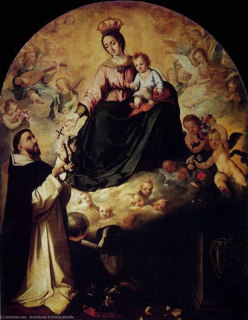La Virgen Presentando El Rosario A Santo Domingo — Bartolomé Esteban Murillo