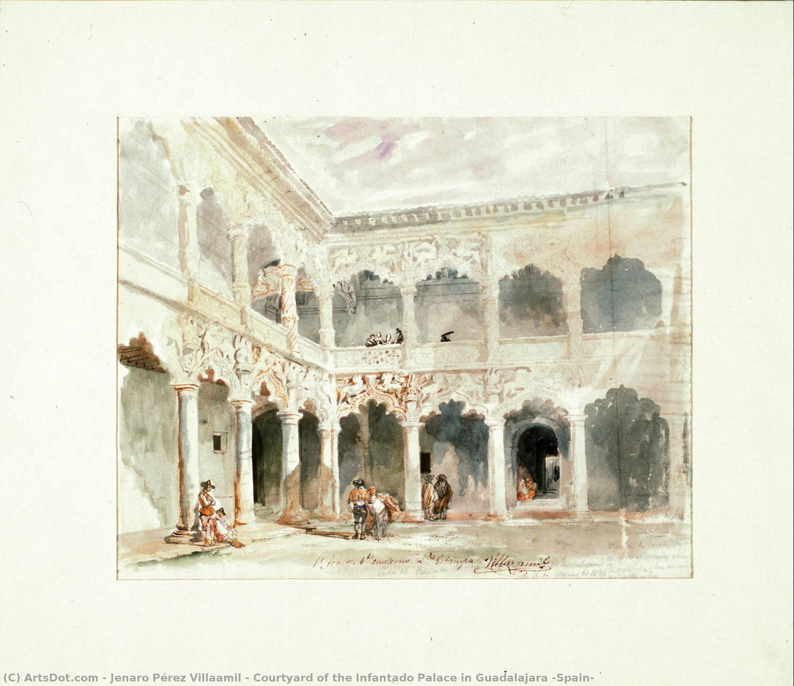 Courtyard Of The Infantado Palace In Guadalajara (spain) — Jenaro Pérez Villaamil