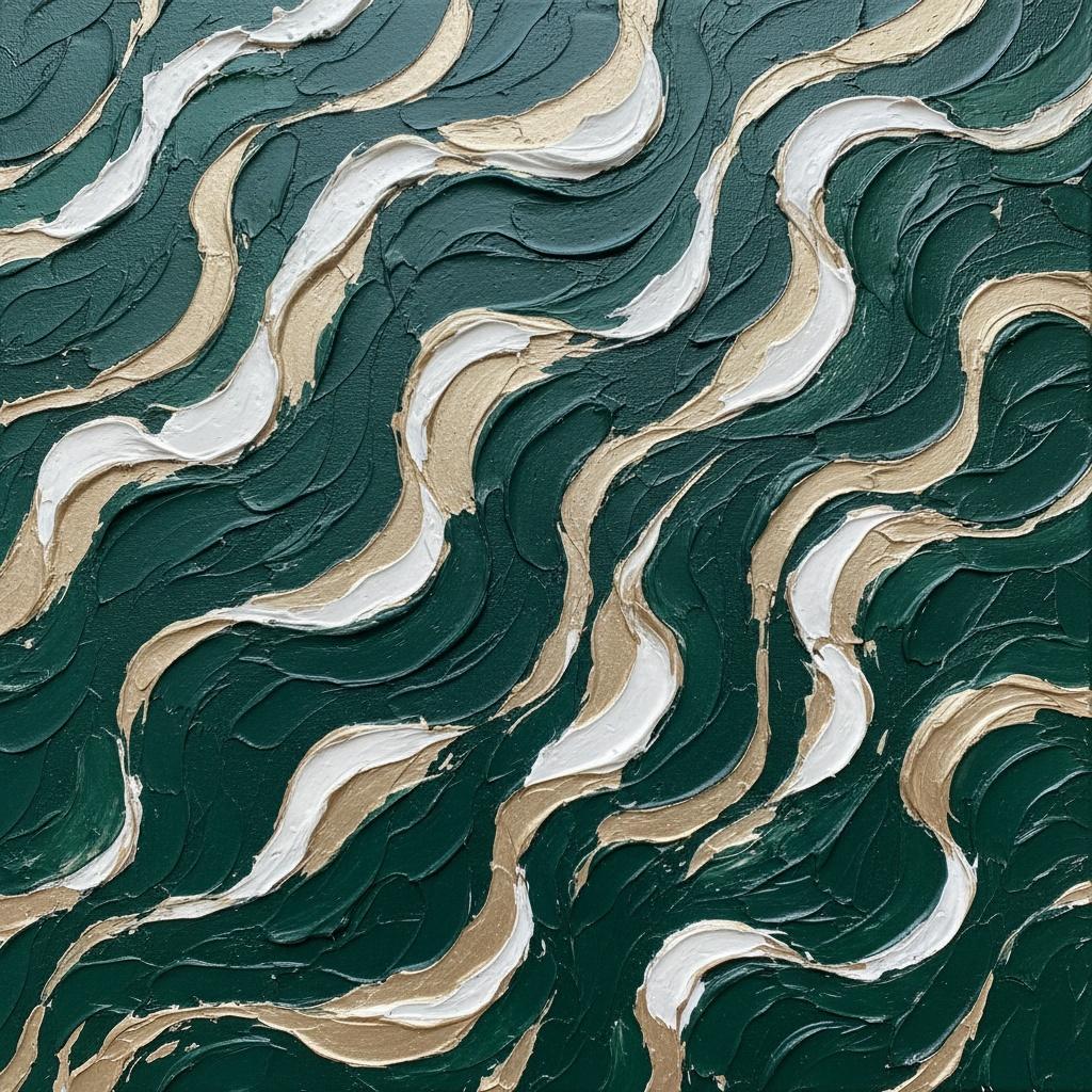 Ethereal Undulations In Forest Green And Gilded Relief Of Infinite Serenity — David Moreau