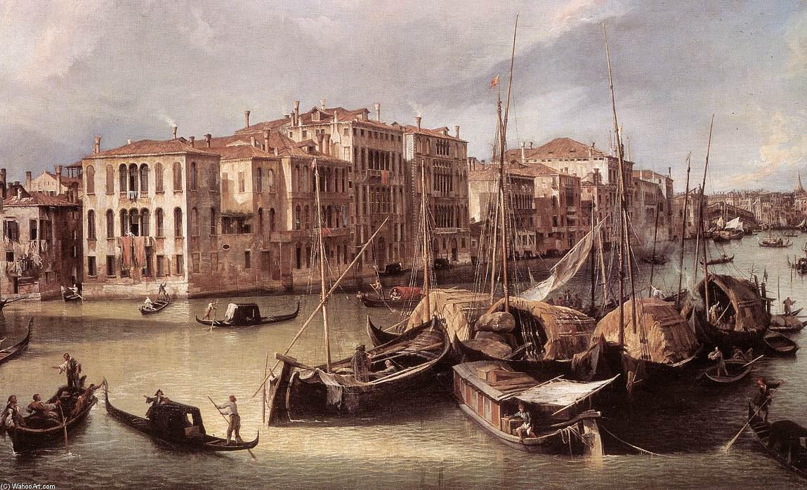 Grand Canal: Looking North-east Toward The Rialto Bridge (detail) — Canaletto