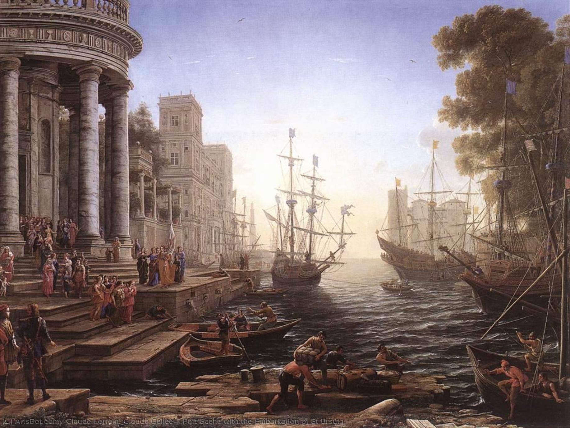 Port Scene With The Embarkation Of St Ursula — Klod Loran