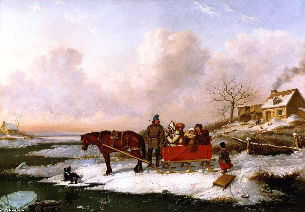 Hebitant Sleigh, View Near The Canada Line — Cornelius David Krieghoff