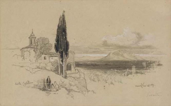 View Of Civita Castellana With Mount Soracte In The Distance — Edward Lear