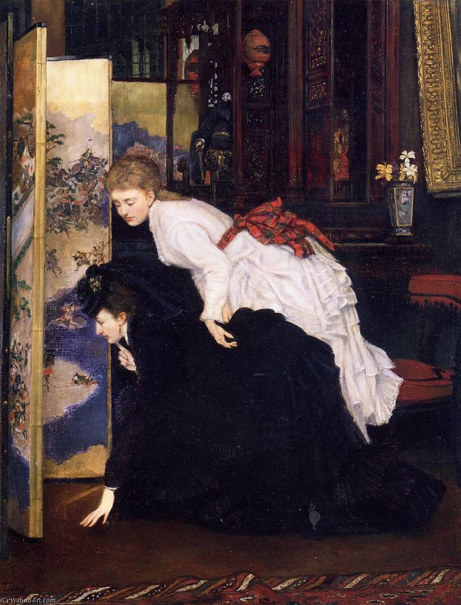 English Young Women Looking At Japanese Objects — Jacques Joseph Tissot