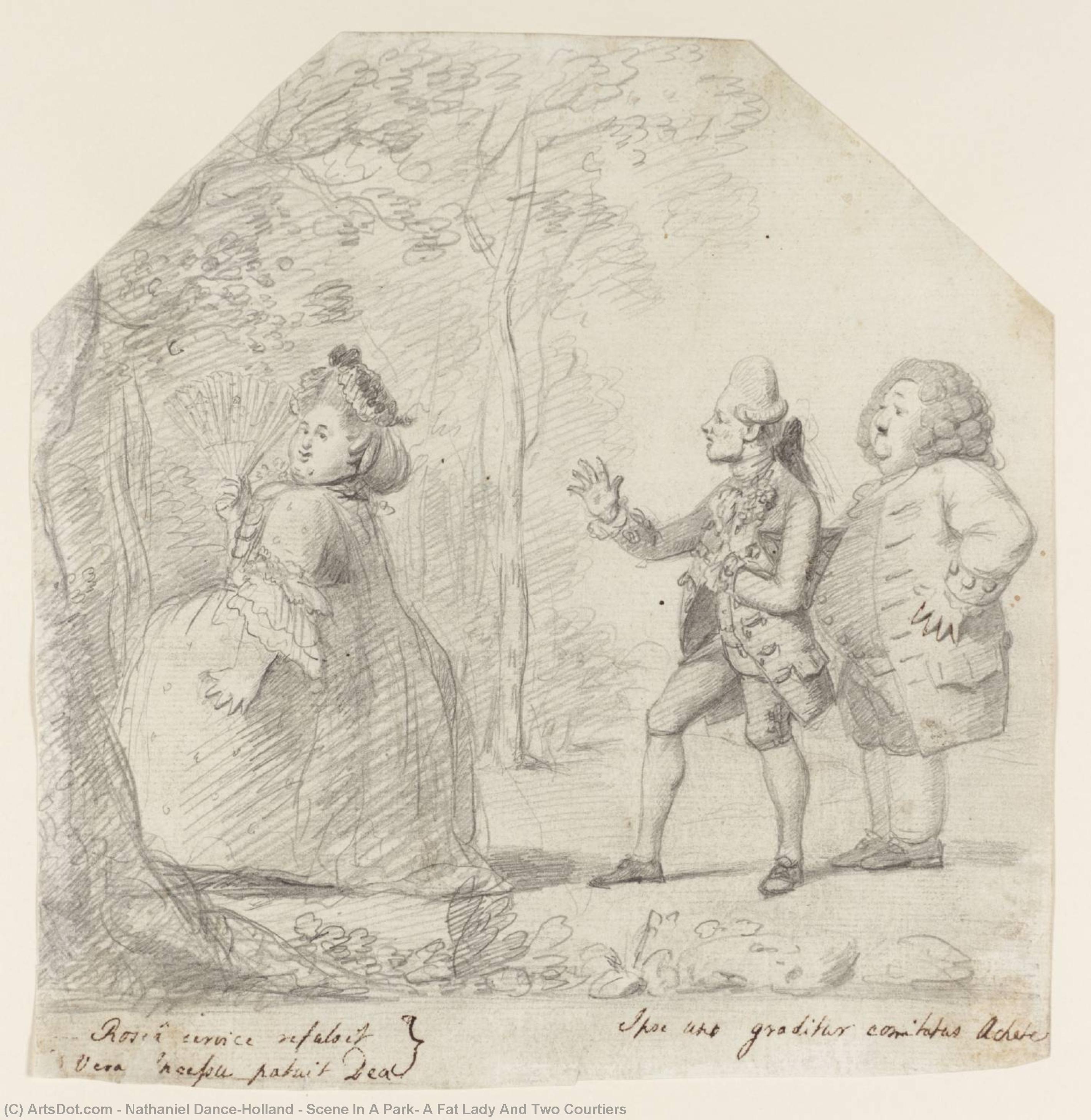 Scene In A Park, A Fat Lady And Two Courtiers — Sir Nathaniel Dance Holland