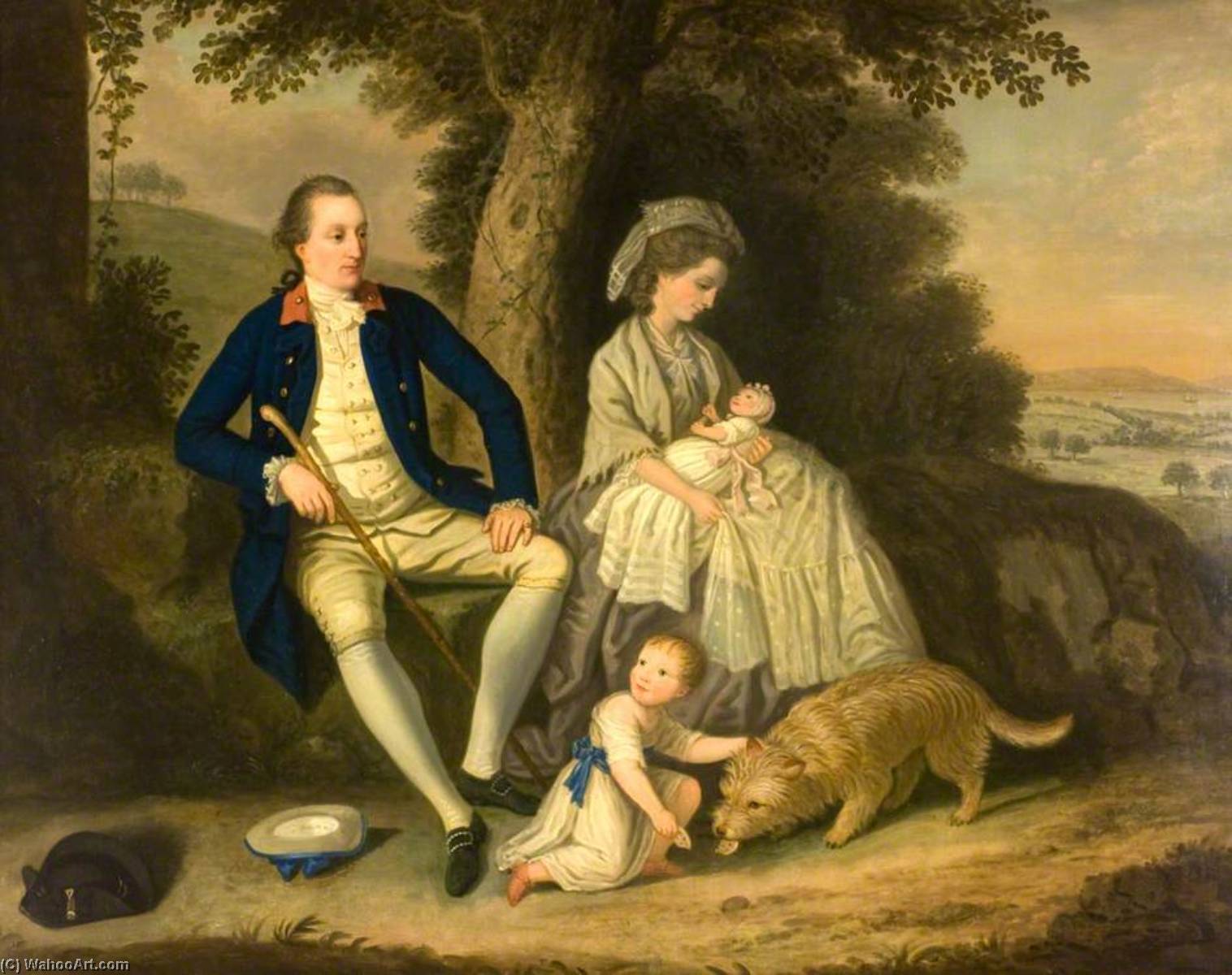 Charles Watson, Esq. (1740–1804), And His Wife, Lady Mary (d.1793), With Their Two Children, James (1781–1823) And Anne (1782–1800), In A Landscape — David Allan