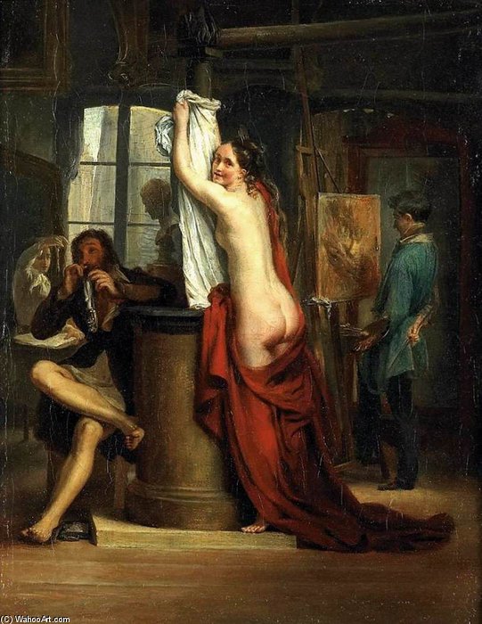 Nude Model In The Artist's Studio — Hortense Haudebourt Lescot