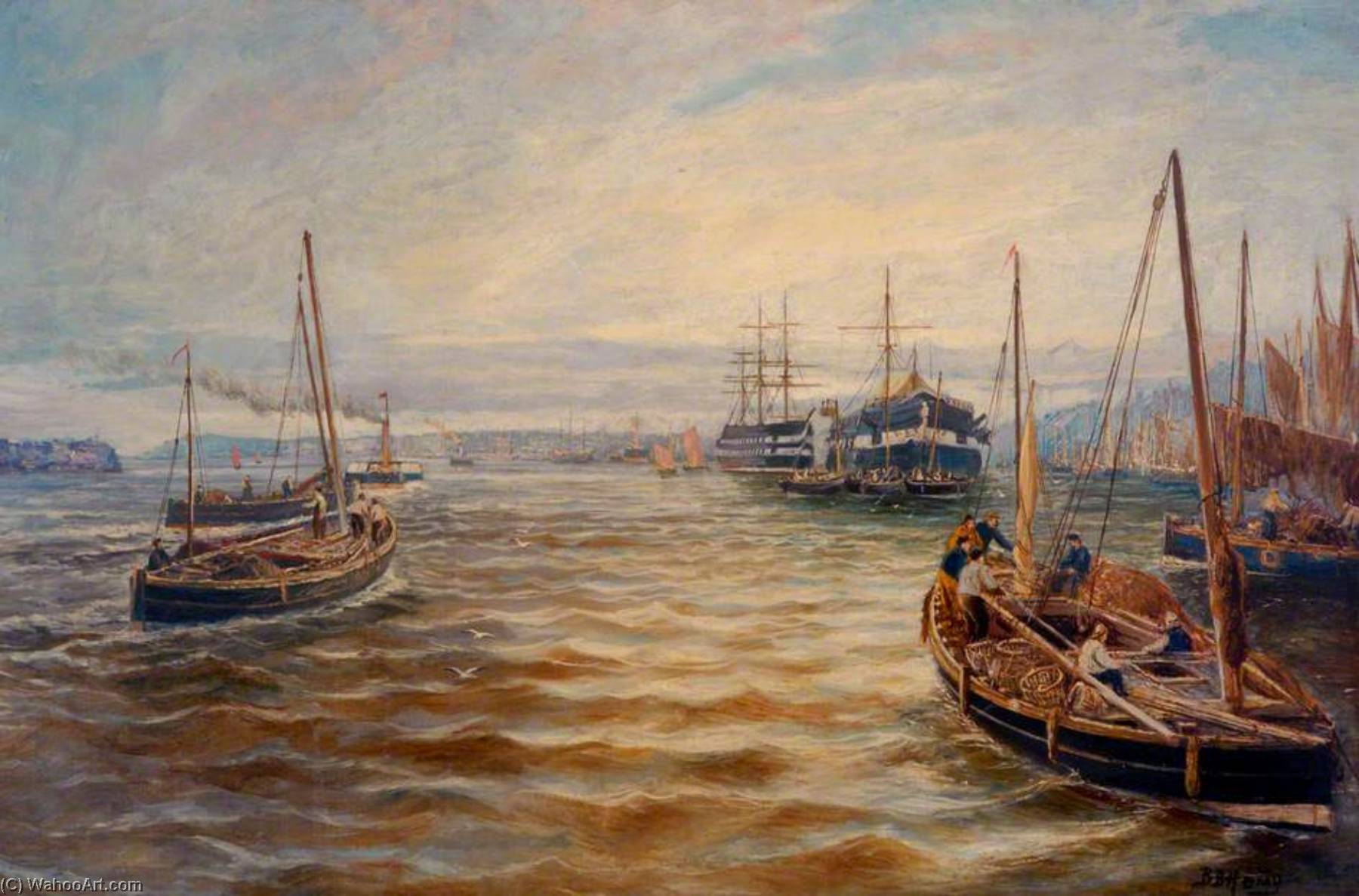 Fishing Fleet At North Shields, Tyne And Wear — Bernard Benedict Hemy