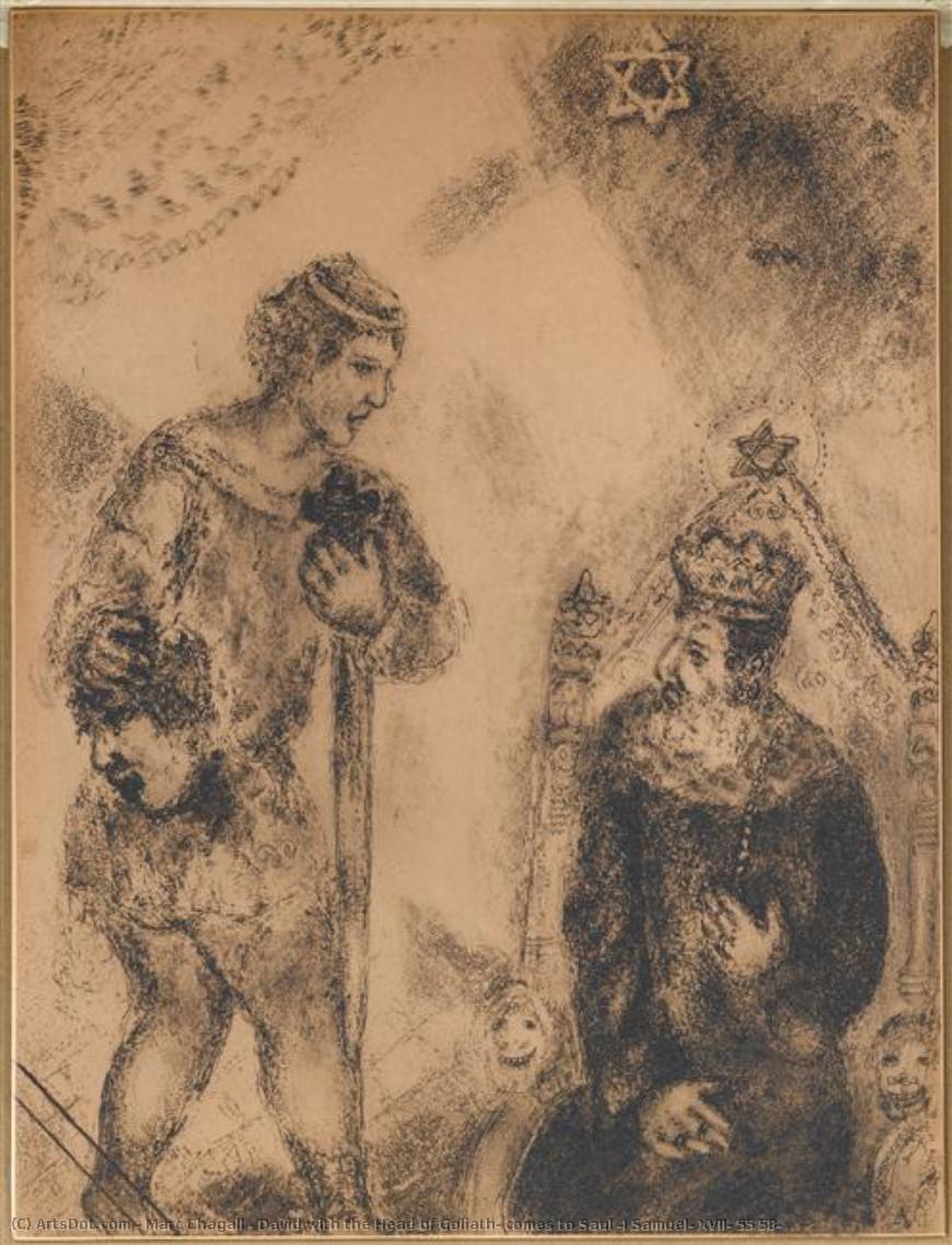 David With The Head Of Goliath, Comes To Saul (i Samuel, Xvii, 55 58) — Marc Chagall