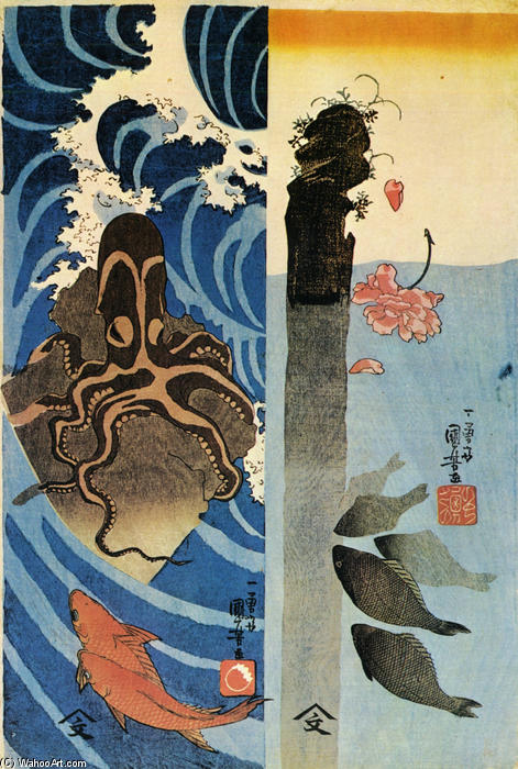 Octopus, Red Fish — Utagawa Kuniyoshi
