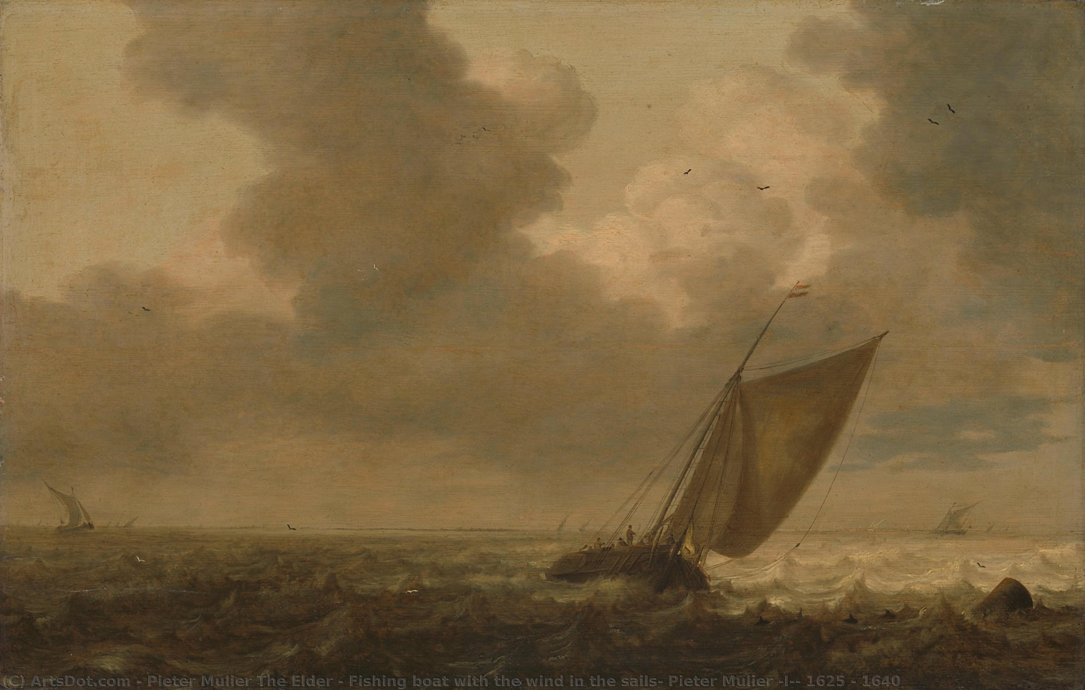 Fishing Boat With The Wind In The Sails, Pieter Mulier (i), 1625 - 1640 — Pieter Mulier The Elder