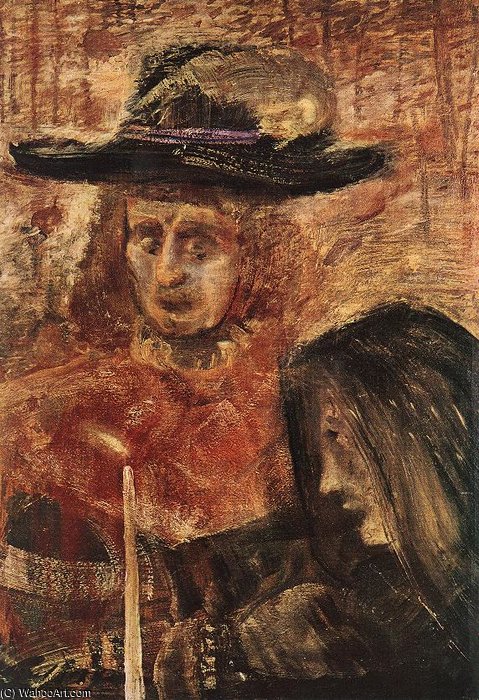 Man With Hat And Woman With Black Scarf — Lajos Gulacsy Kalman