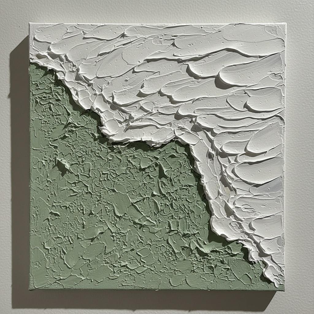 Tectonic Emergence: A Monumental Study In Sculptural Sage And Radiant White Impasto — David Moreau