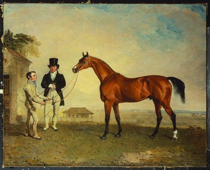 'skiff', A Bay Racehorse Held By A Groom On — Benjamin Marshall