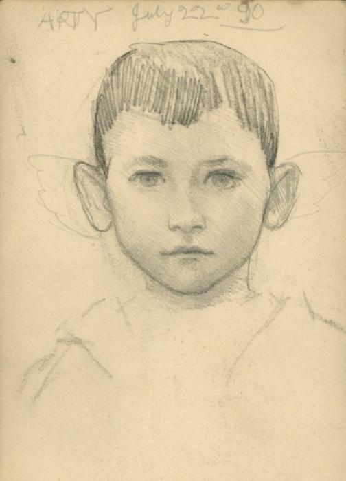 Study Of A Boy's Head, Portrait Of The Artist's Son — Sir George Clausen