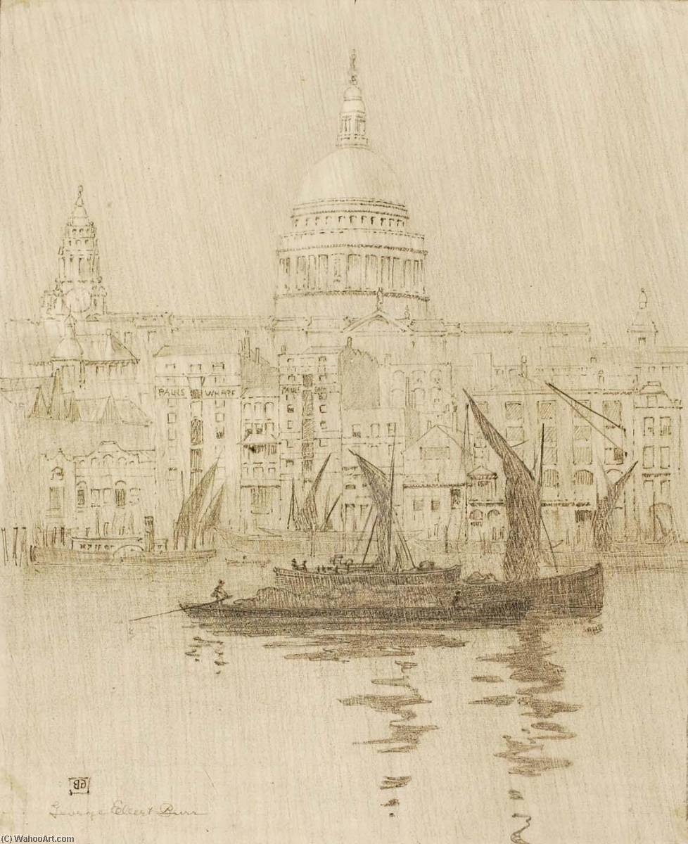 Untitled (transfer Drawing For Misty Day, Paul's Wharf, London) — George Elbert Burr