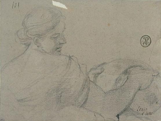 Seated Woman, Seen From The Waist, Back, Holding A Vase — Pietro Da Cortona