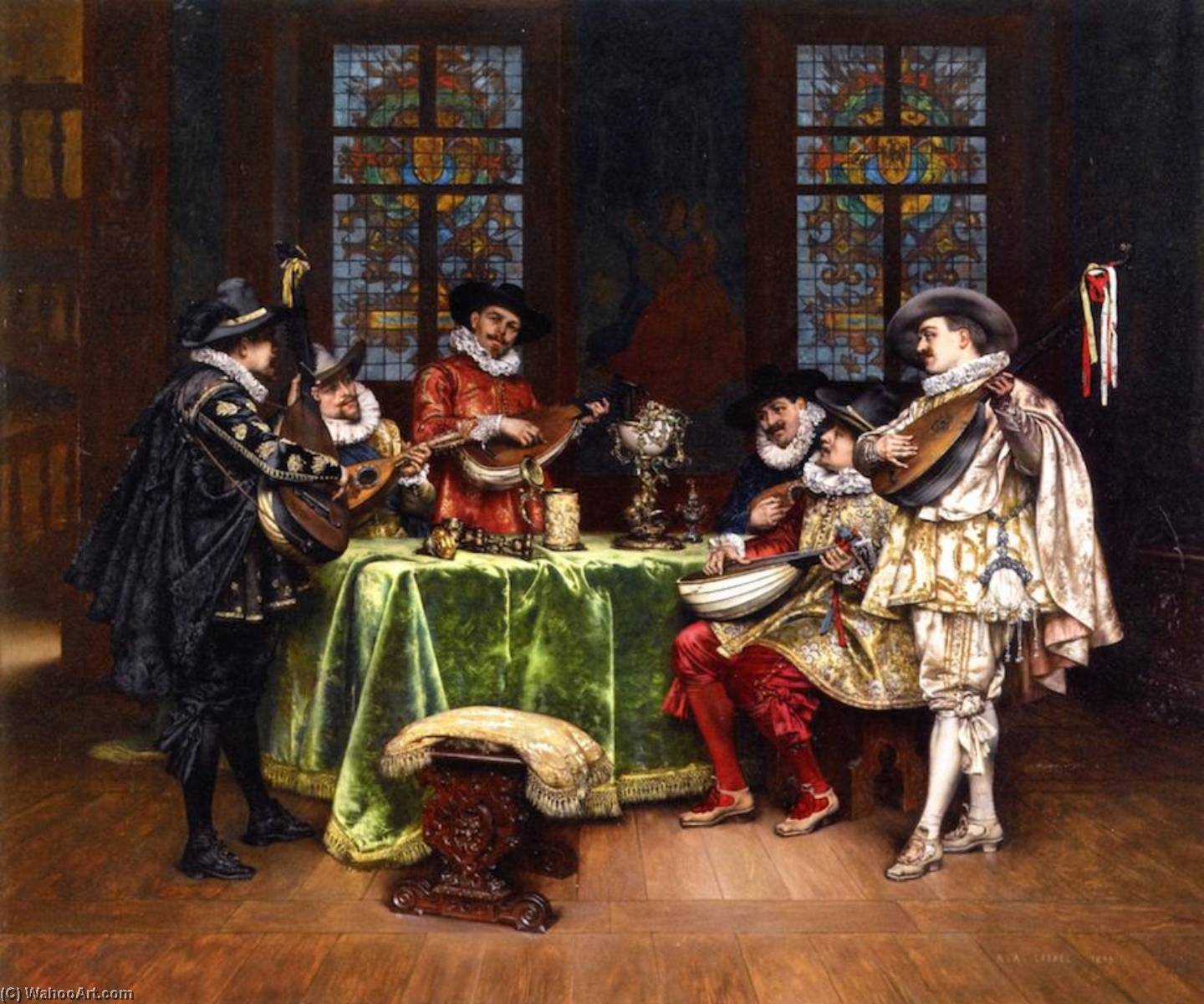 Interior With Troubadours — Adolphe Alexander Lesrel