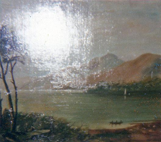 Two Persons Under Tree And Three In Boat On Water, (painting) — Elizabeth Otis Marshall Dannelly