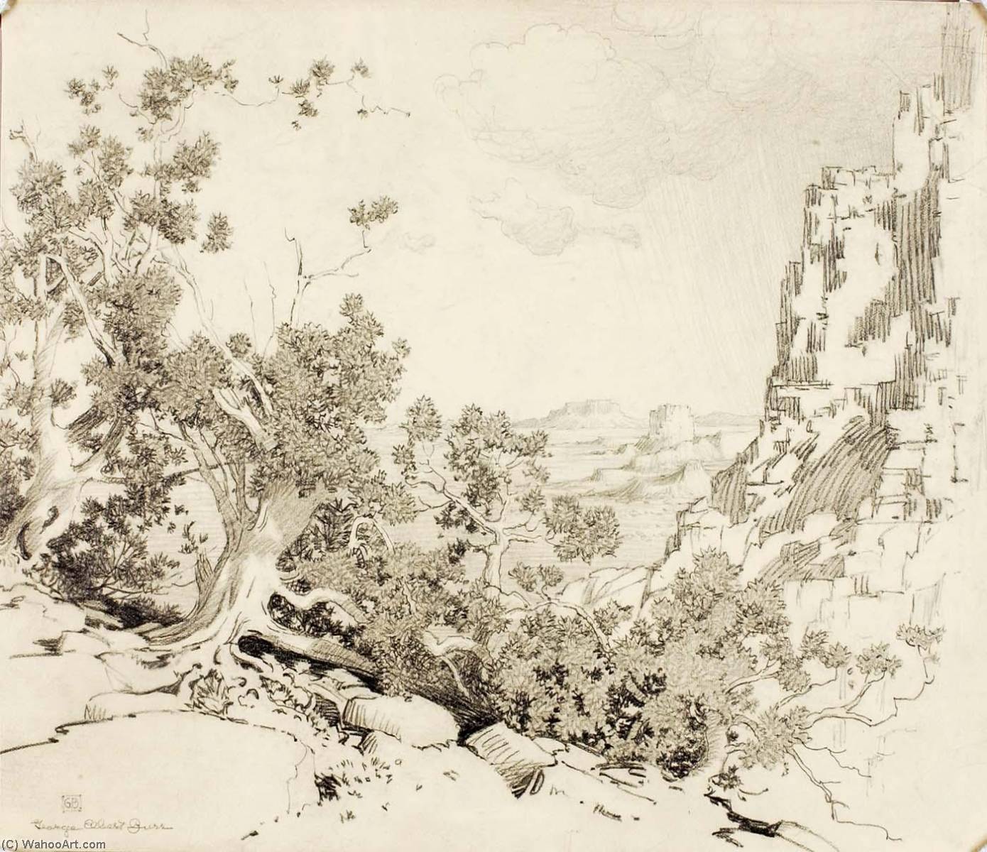 Untitled (transfer Drawing For The Edge Of The Desert, Arizona) — George Elbert Burr