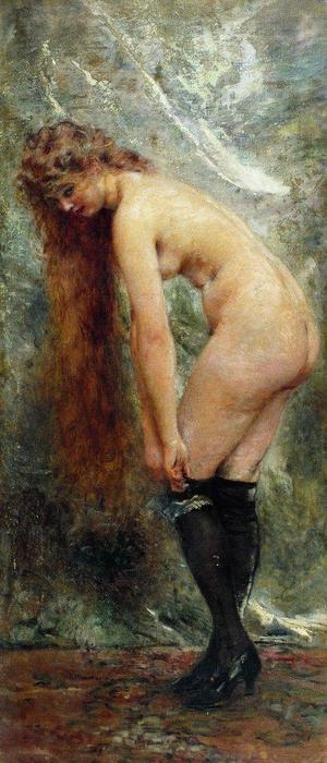 Nude Woman In Black Stockins — Konstantin Yegorovich Makovsky