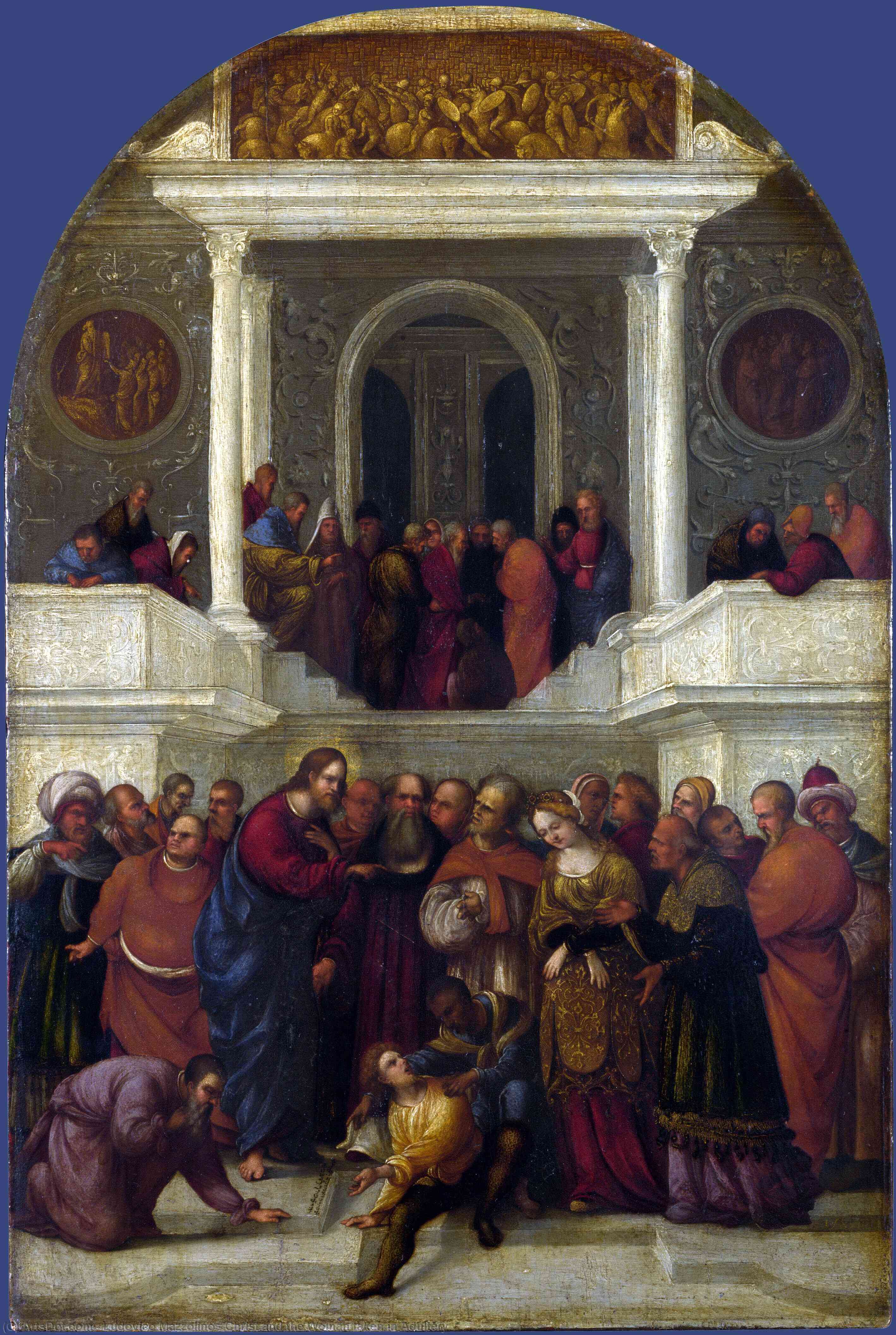 Christ And The Woman Taken In Adultery — Lodovico Mazzolino