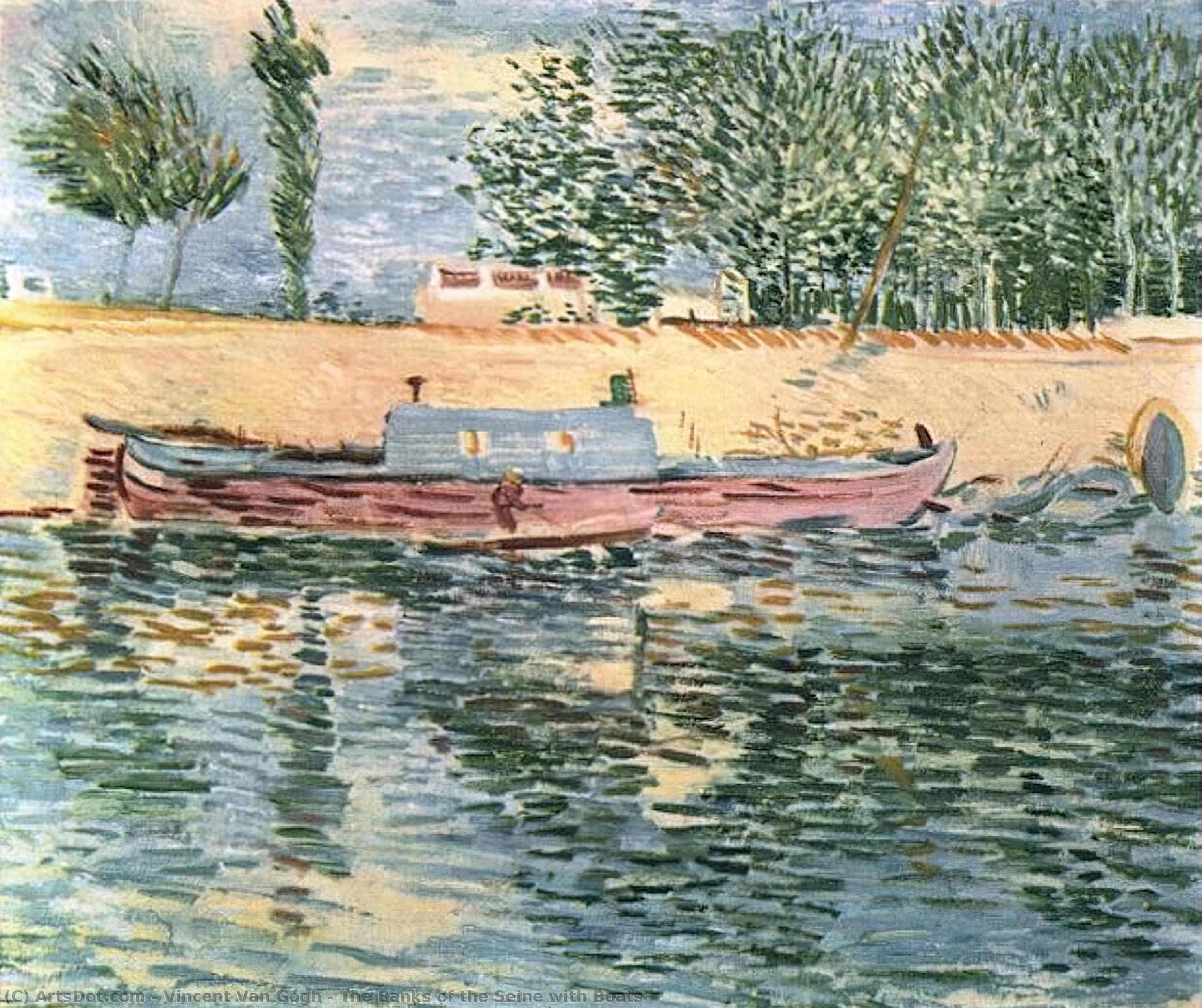 The Banks Of The Seine With Boats — Vincent Van Gog